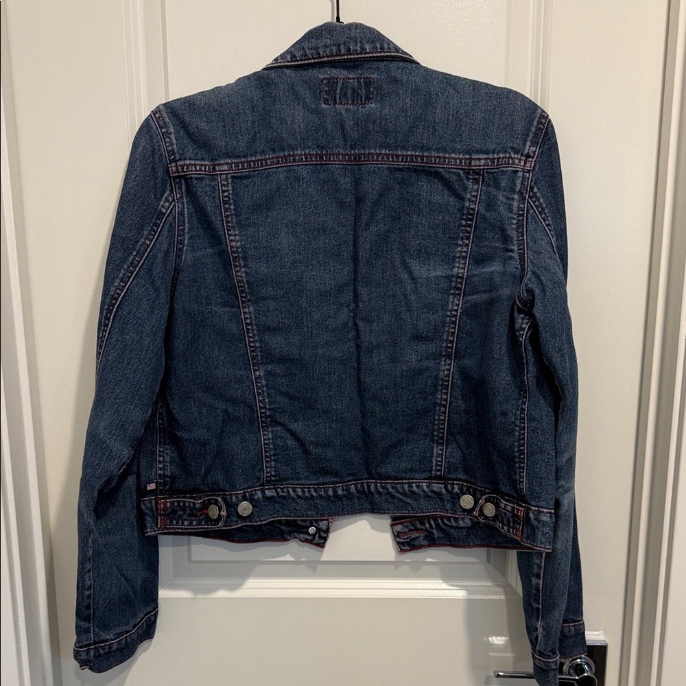 Vintage Womens Polo Jeans Co. Ralph Lauren Denim Jacket with Red Lining Size L - Picture 2 of 5